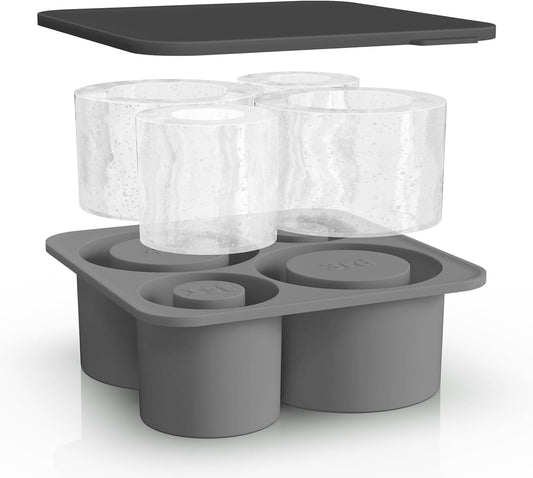 Treamy™ Ice Cube Tray with Lid - 4 Cylinder Ice Rings