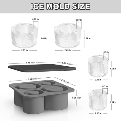 Treamy™ Ice Cube Tray with Lid - 4 Cylinder Ice Rings