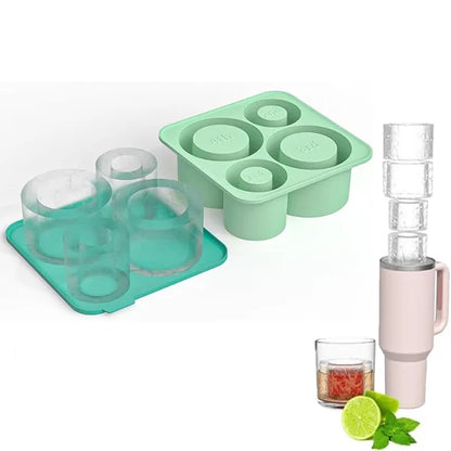 Treamy™ Ice Cube Tray with Lid - 4 Cylinder Ice Rings