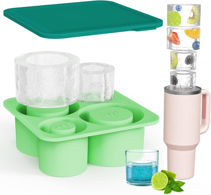 Treamy™ Ice Cube Tray with Lid - 4 Cylinder Ice Rings