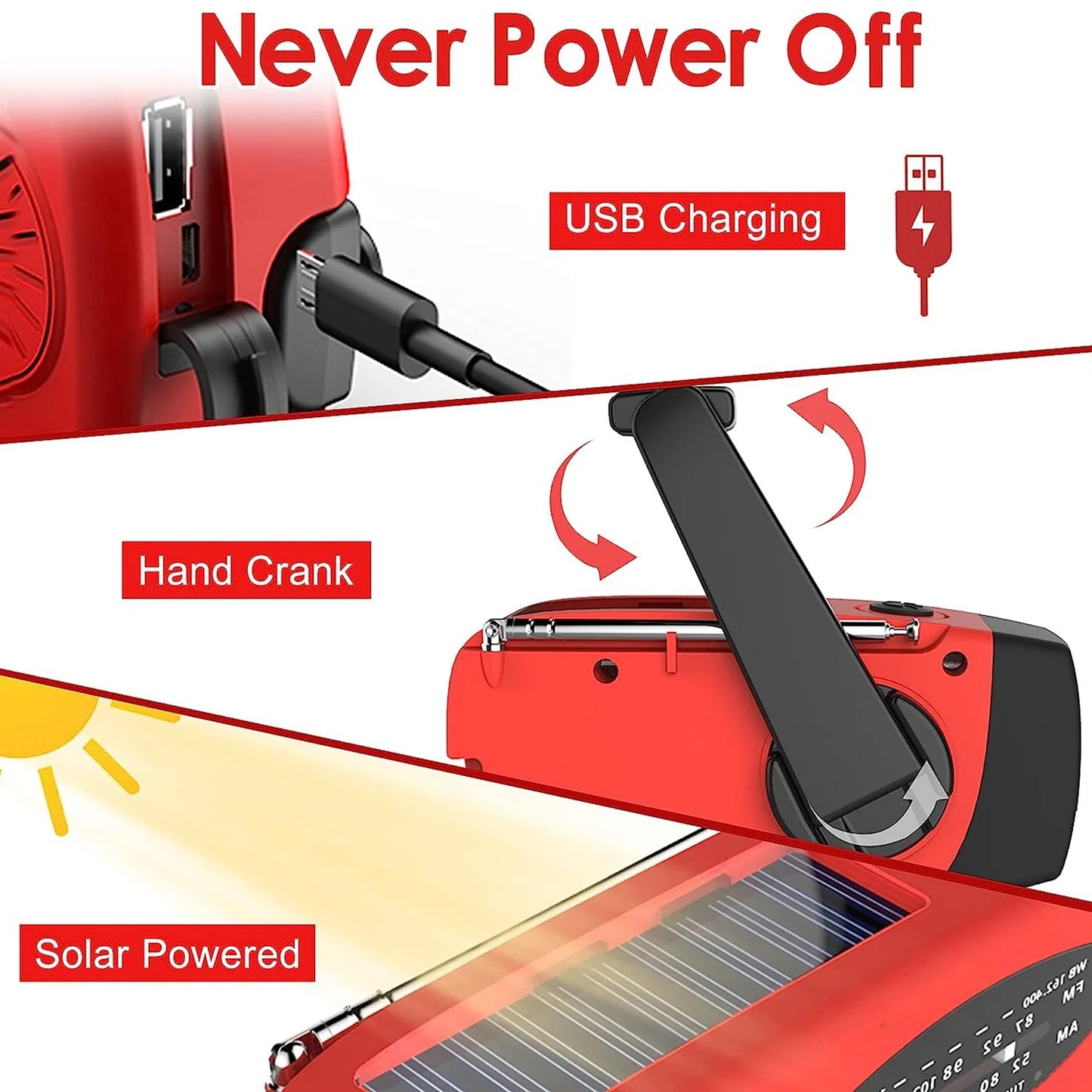 Treamy™ Solar Hand Crank Camping Light with Radio